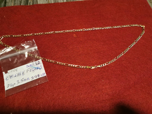 Chaine figaro OR 10k 20 pcs 3,5 mm 3,82 gr dans Bijoux et montres  à Saint-Jean-sur-Richelieu