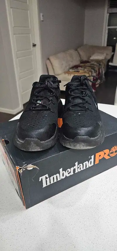 Step into comfort and safety with these Timberland PRO Intercept Alloy Toe black work shoes, designe...