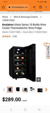 Koolatron Urban Series 10 bottle wine fridge.  Brand new in box.
