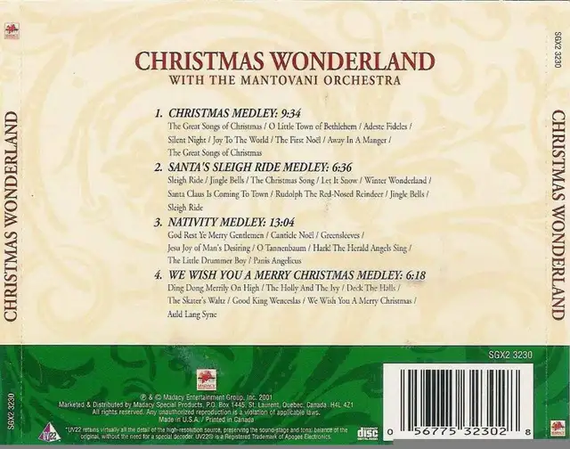Christmas Wonderland With The Mantovani Orchestra Audio CD in CDs, DVDs & Blu-ray in City of Toronto - Image 3