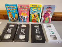 Vintage Kids 4PC Lot VHS BANANAS IN PYJAMAS, TELETUBIES, BARNEY,
