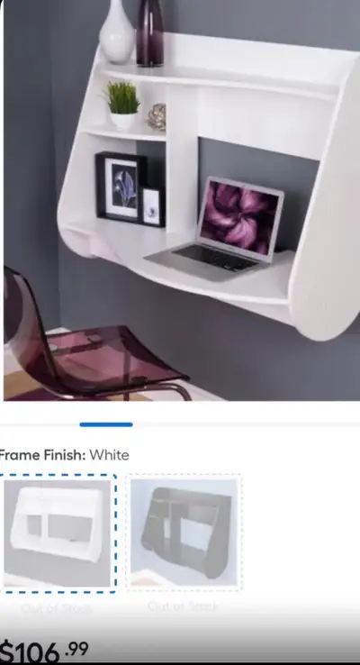 White Wall Mounted Desk w Shelves in good condition, View more
