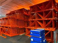 New and used pallet racking in stock at our warehouse.