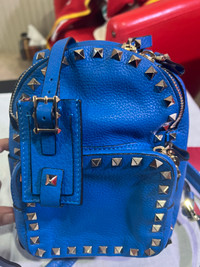 Valentino Mini Backpack in Azure Blue Leather