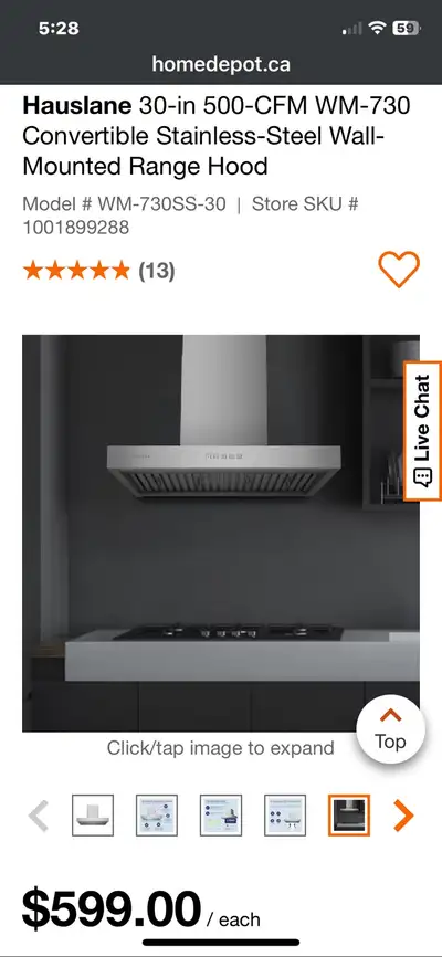 brand new hood range 30”, View more