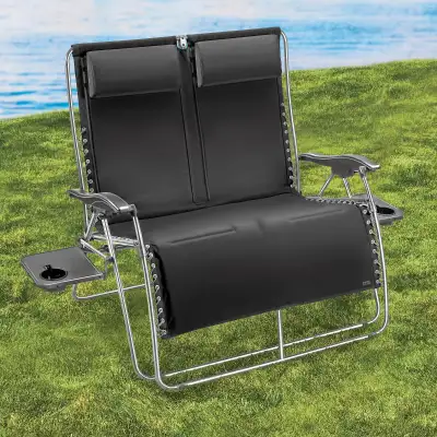 ZERO GRAVITY LOVE SEAT Kick back and relax on this cozy outdoor lounger. Bungee-suspension system fo...