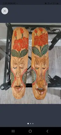 Hanging wooden face masks from Bali 