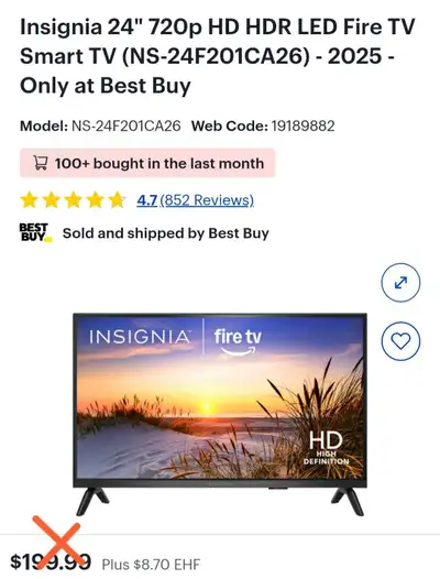 (2025 Model) Insignia 24" 720p HD HDR LED Fire TV Smart TV, View more
