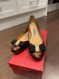 100% Authentic Salvatore Ferragamo Varina Ballet Flat, Patent 