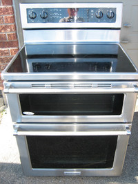 KitchenAid stainless steel double oven stove, convection oven, f