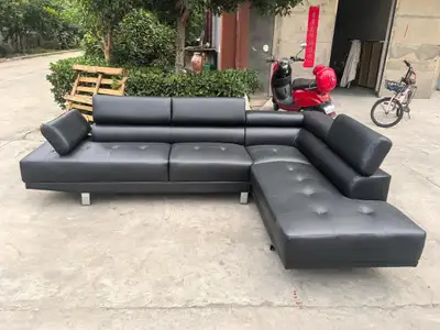 Black Leather Sectional Sofa, View more
