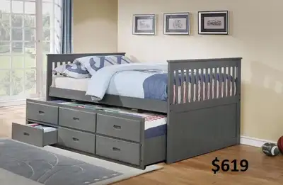 NEW SINGLE MATES BEDS WITH TRUNDLE & DRAWERS, View more