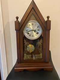 Vintage 31 Day Key Wind Pendulum Steeple mantle or wall clock.