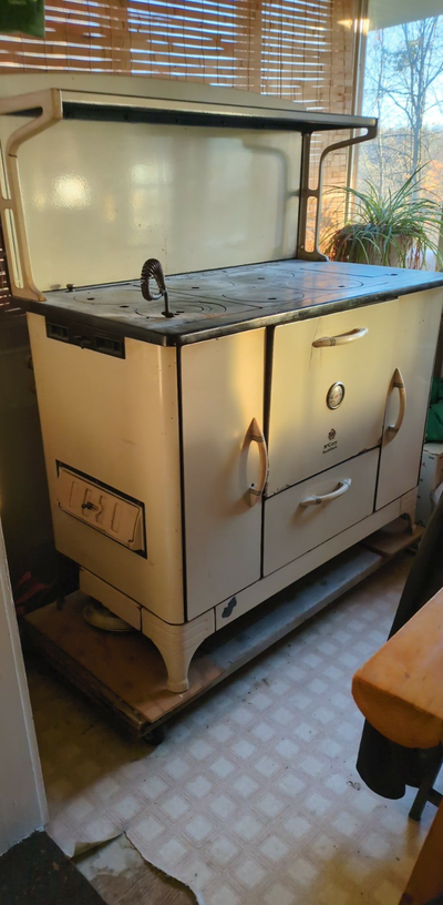 Wood-Burning Cook Stove with Oven and Water Jacket, Almond, View more