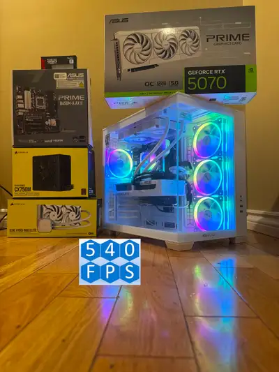 Brand New White RTX 5070 Liquid Cooled Ryzen 5 9600X RGB PC, View more