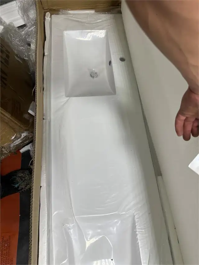 75” Brand New - Solid surface composite double sink vanity top in Cabinets & Countertops in City of Toronto - Image 4