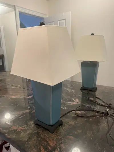 table lamp ceramic blue with beige shade, View more