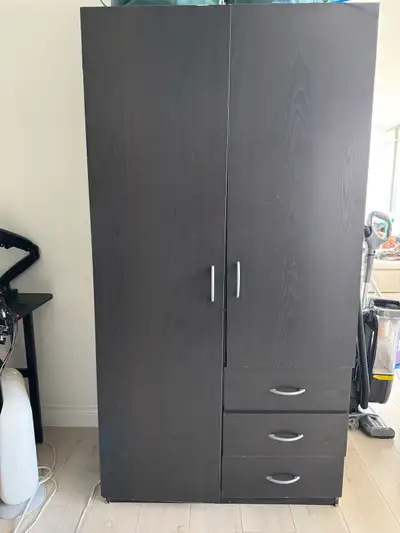 Dark Wood Wardrobe with Drawers, View more