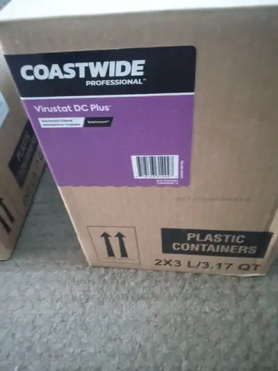 Virustat DC plus cleaning supplies 2 x 3L in case $15.00 per bottle O.B.O. must sell
