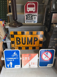 ASSORTED VINTAGE SIGNS - BUMP / GAS LINE
