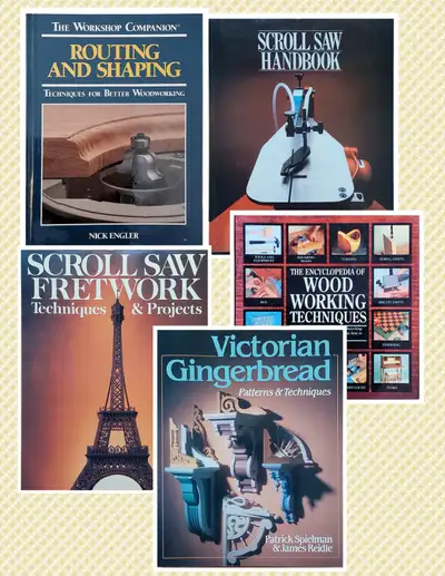 ** if this ad is up, it's still available ** 5 Woodworking Books Routing, Scroll Saw, Gingerbread, T...