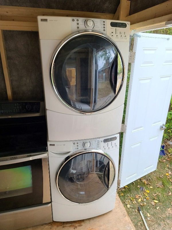 White 27” width front load washer electric dryer set Washers & Dryers