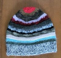 Vintage Hand Knit Striped Hat  Beanie Toque J Crew Y2K