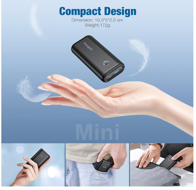 Portable Charger Power Bank 10000mAh Compact Size Small Portable in General Electronics in Markham / York Region - Image 4