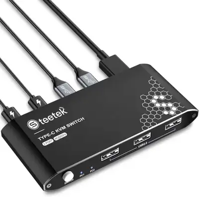 Steetek USB-C HDMI KVM Switch – Dual Computer, Single Mo, View more