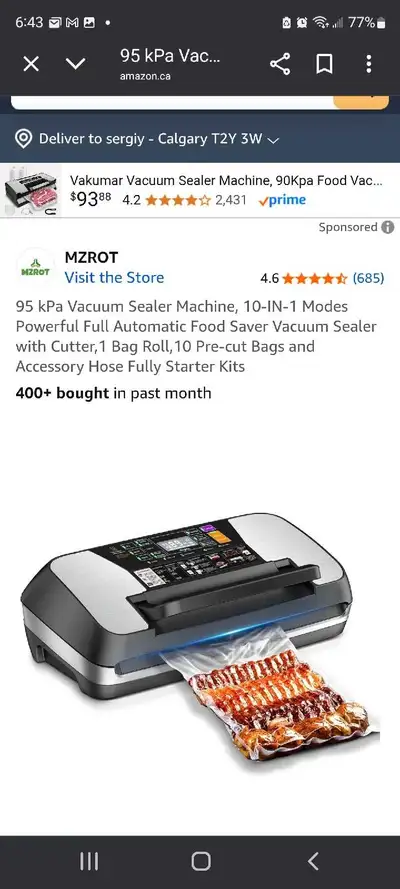 95 kPa Vacuum Sealer Machine, 10-IN-1 Modes Powerful Full Automatic Food Saver Vacuum Sealer with Cu...