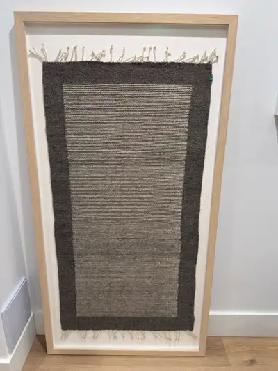 Handwoven Oaxacan Tapestry in solid oak frame, View more