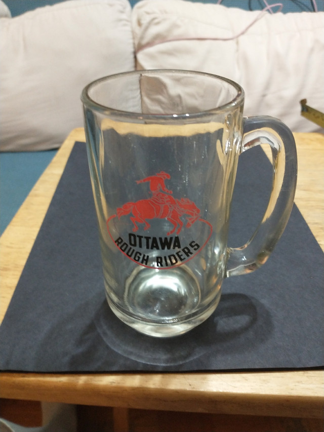 1980s CFL Ottawa Rough Riders glass mug in Arts & Collectibles in City of Toronto