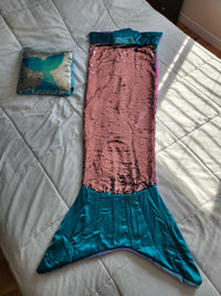 Sequin Mermaid Tail Blanket + Pillow