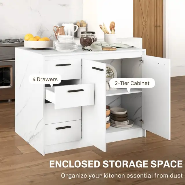 Kitchen Island with Storage Cabinet, 4 Drawers and Adjustable Sh in Other in Markham / York Region - Image 5