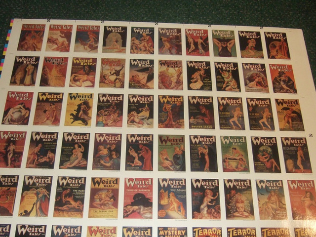 Uncut sheet of classic horror pulp trading cards Weird Tales etc in Arts & Collectibles in Oakville / Halton Region - Image 2