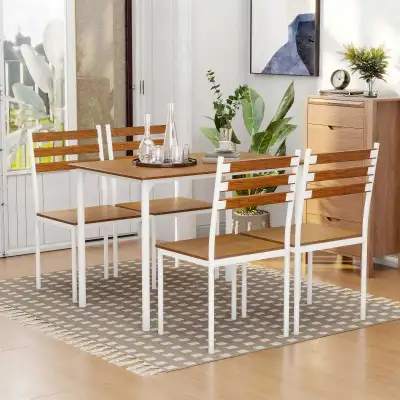 5pc Dining Table Set for 4, steel frame, View more