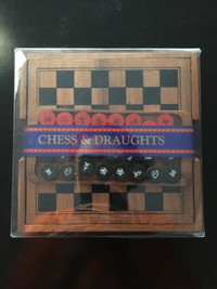 Handmade Mini Chess & Draughts Set - NEW in packaging
