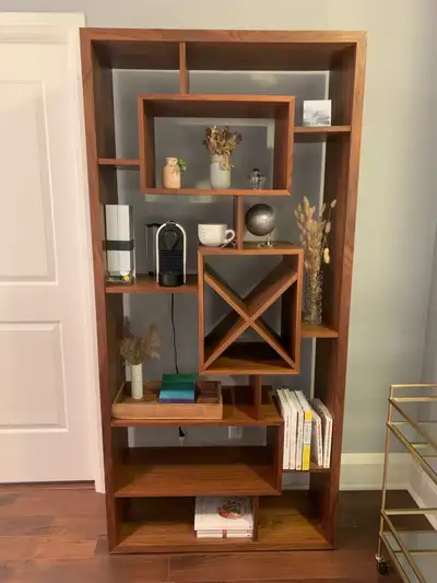Geometric Bookcase - Walnut Veneer, View more
