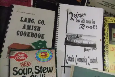 Community cook books are the best! People submit their favorite proven recipes. Moving and don't hav...