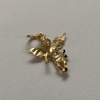 Solid 10k Gold Angel Charm Pendant 3D Diamond Cut 