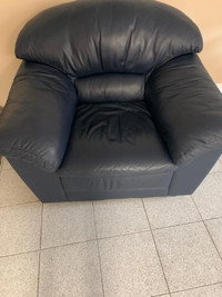 Pre-loved Natuzzi Blue Leather Vintage Armchair