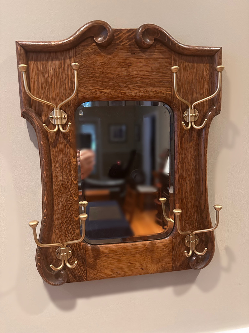 Antique Oak Wall Mirror w/ 4 Hangers Home Décor & Accents City of