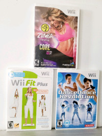 Wii Games Fit Plus, Dance Dance Revolution  & Zumba fitness 