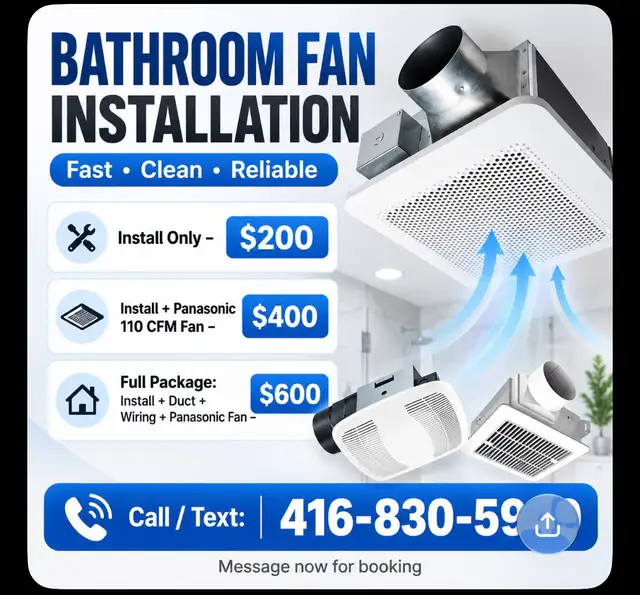 BATHROOM FAN INSTALLATION – SPECIAL PRICES!