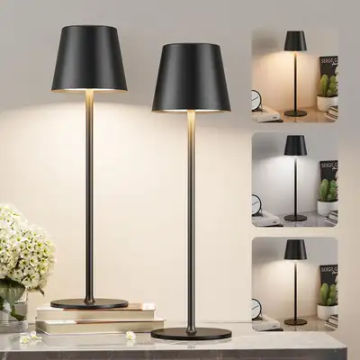 Rechargeable Cordless Table Lamps 2 Pack Matte Black BNIB, View more