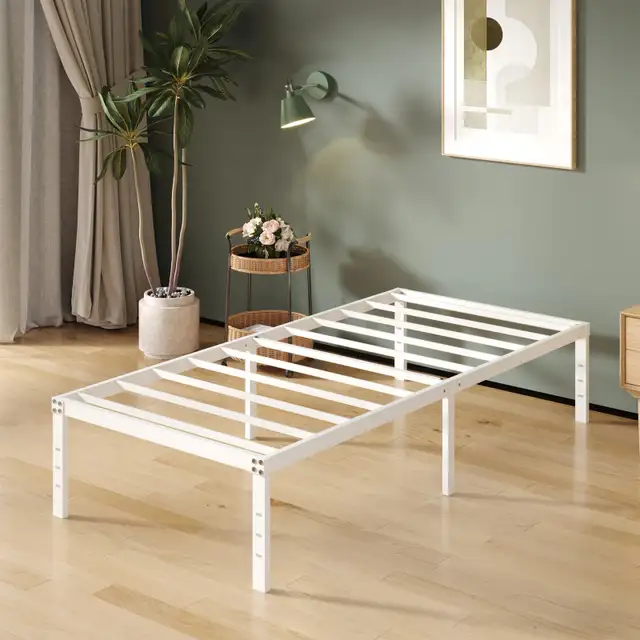 New Upcanso White Twin Bed Frames No Box Spring in Beds & Mattresses in City of Toronto - Image 5