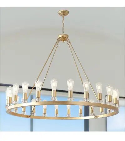 CoyRizds Gold Wagon Wheel Chandelier 48" 24-Lights, View more