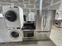4 pieces appliances fridge stove washer electric  dryer set