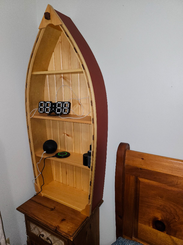 1 wood boat shelving units, 1 red in Bookcases & Shelving Units in Charlottetown