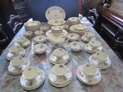 DEVONSHIRE ROSE Cream Petal china set, Service for 4, View more